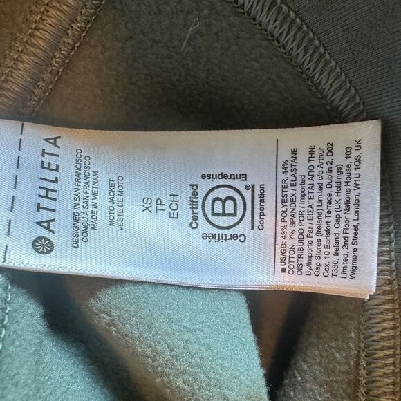 Athleta sage green moto jacket- size xs - Picture 8 of 9